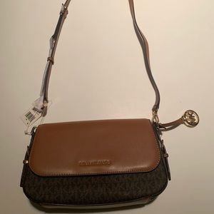 Michael Kors Bedford Legacy Large Vanilla/Acorn Leather Crossbody Bag